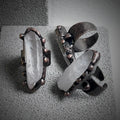 Retro Punk Geometric White Crystal Copper Open Rings In Bulk image 0
